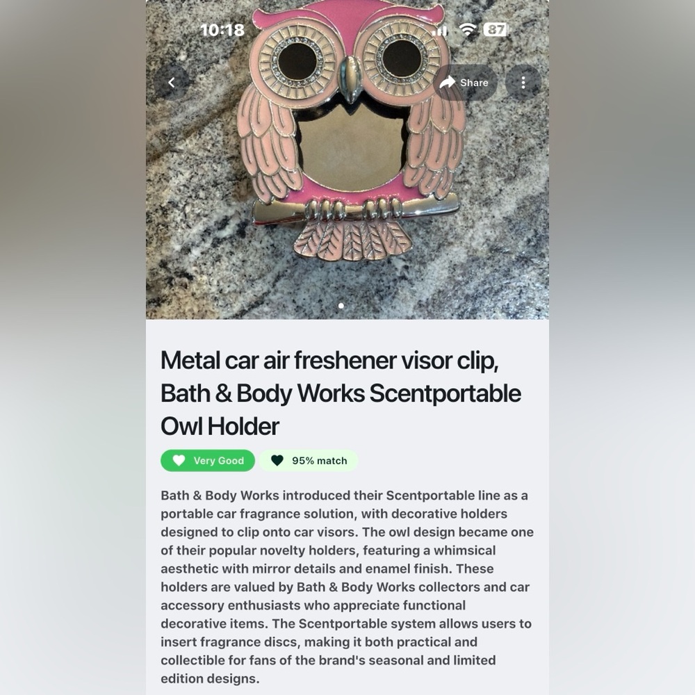 Bath & Body Works Pink and Silver Owl Visor Clip - Picture 3 of 4